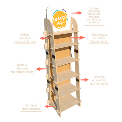 exhibidor de madera ecologico